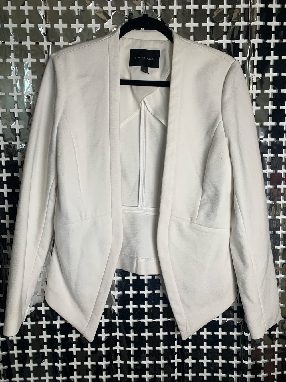 Banana Republic Cream Open-Front Tailored Blazer
